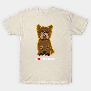 I Love Yorkies Dog Art T-Shirt